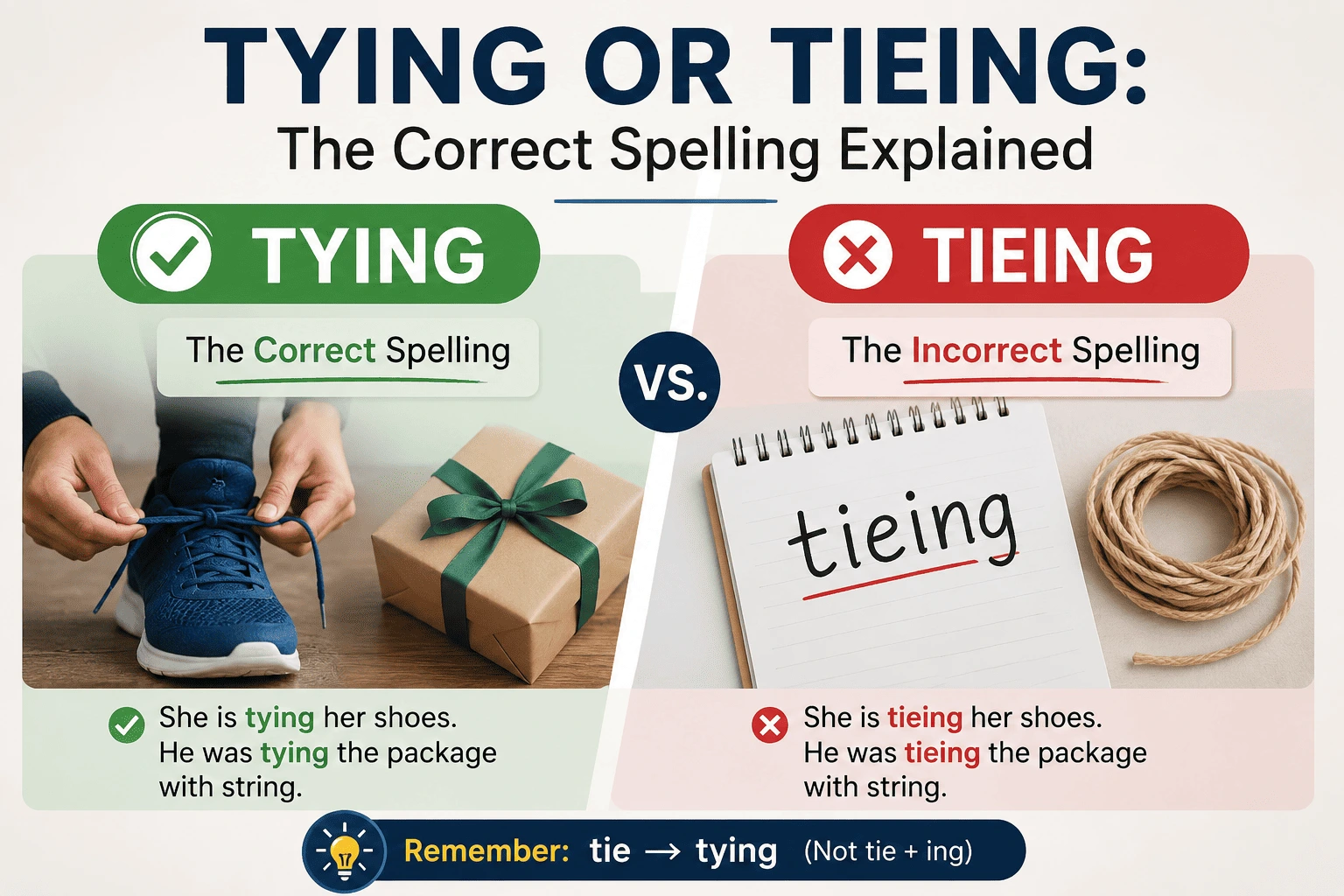 Tying or Tieing