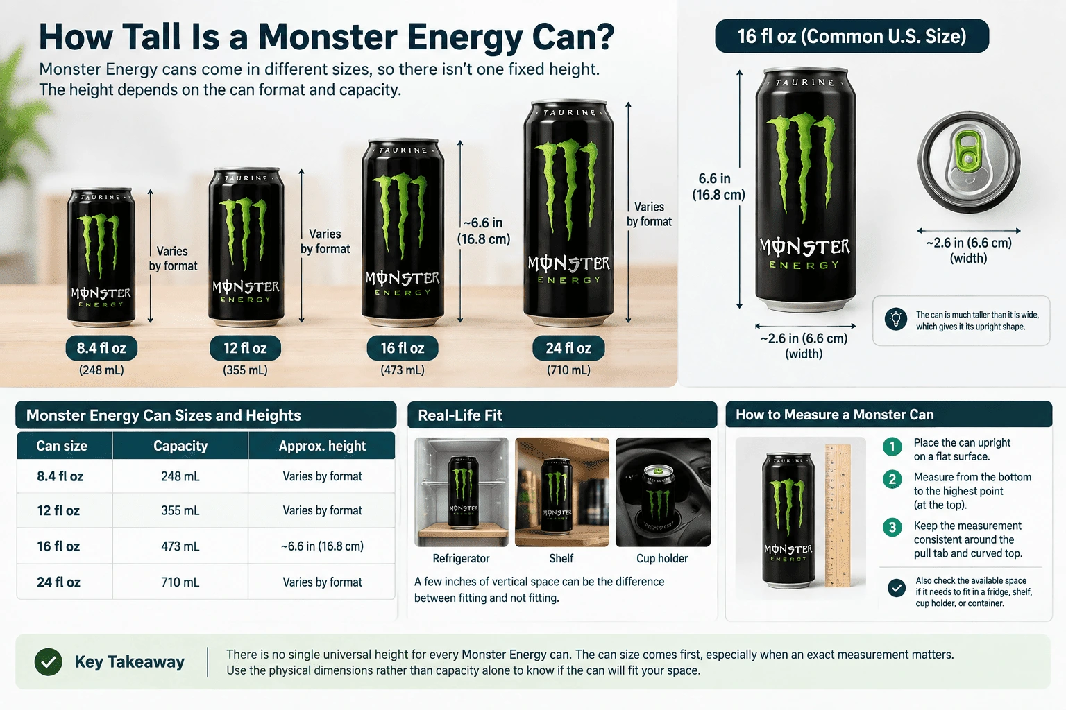 how tall is a monster energy can